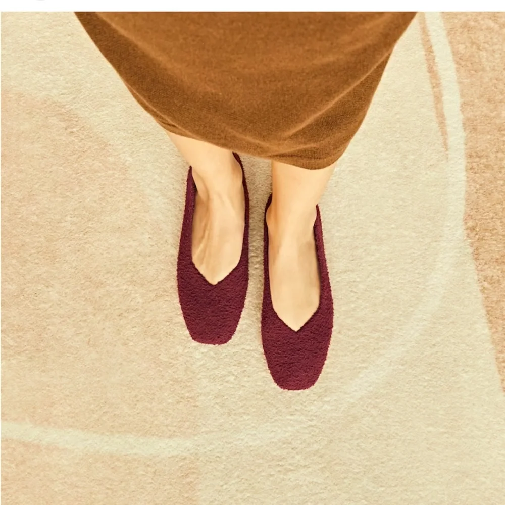Vivaia Margot 2.0 Terry Knit Flats in Bordeaux Sz 39 - Picture 2 of 8